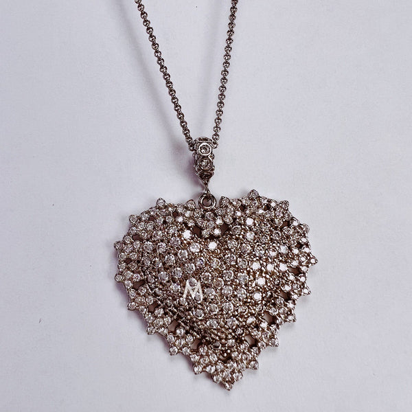 Stunning Heart Necklace | White Rhodium