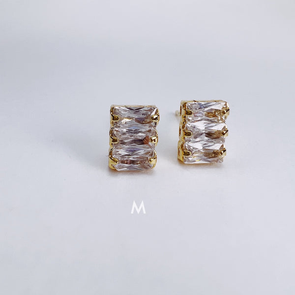 Delicate Rectangle Crystal Baguette Earrings