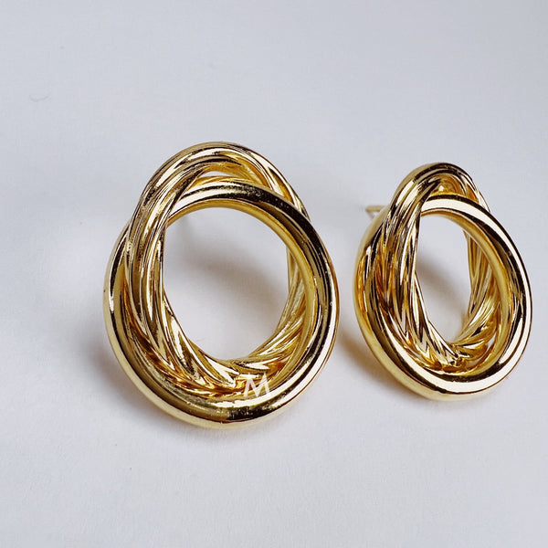 Elegant Twisted Studded  Earrings | 18k Gold Filled