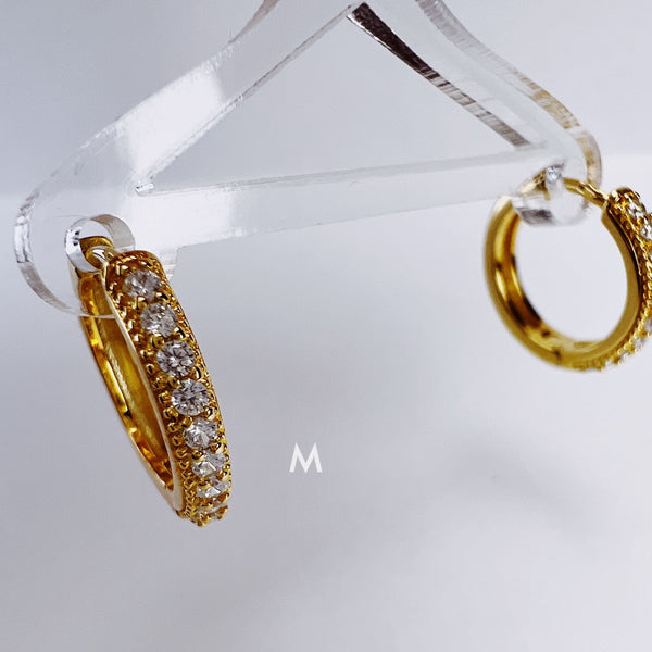 Trendy Hoop Earrings Diamondettes | 18k Gold Filled