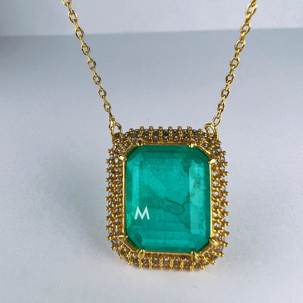 Rectangle Green Tourmaline Necklace