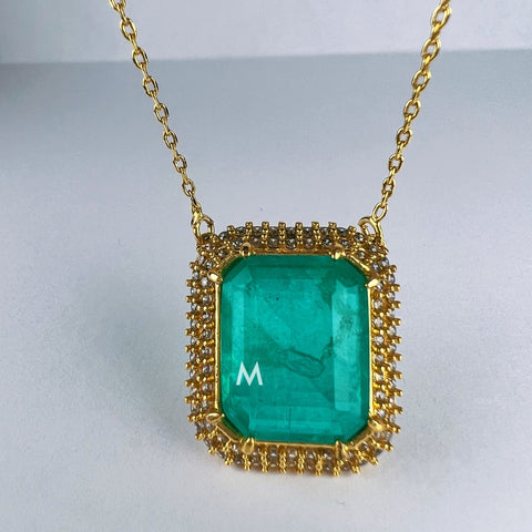 Rectangle Green Tourmaline Necklace