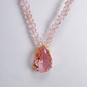 Light Pink Choker Necklace Crystal | 18k Gold Filled