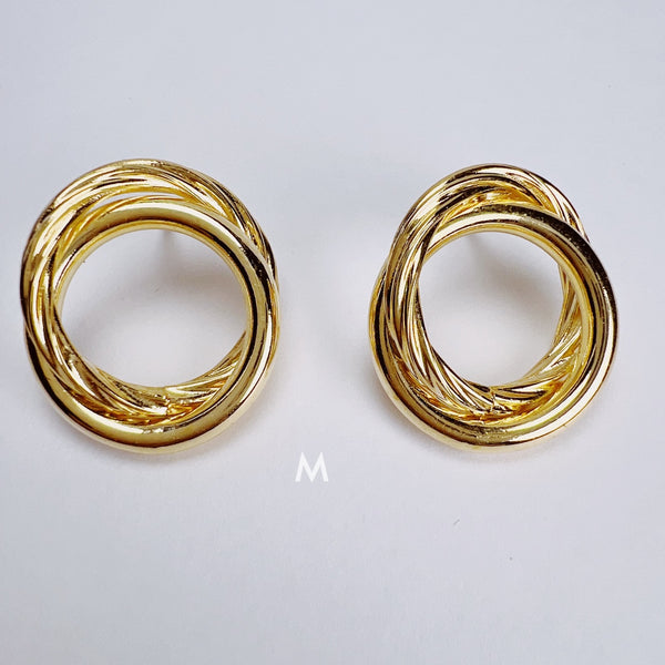 Elegant Twisted Studded  Earrings | 18k Gold Filled