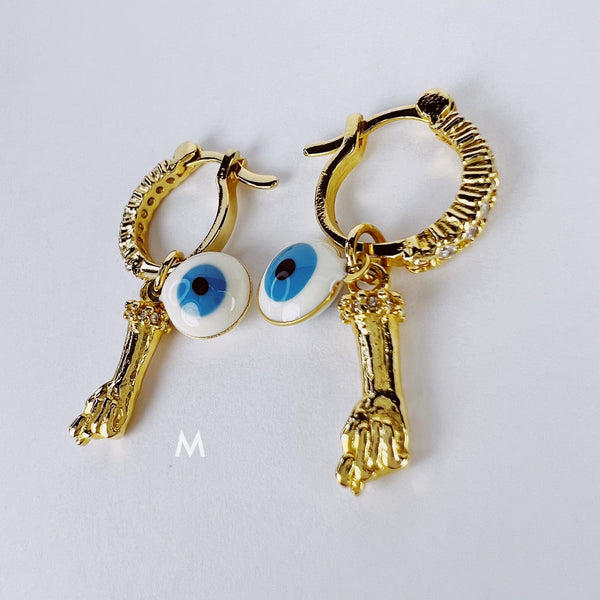 Lucky Evil Eye Charm Earrings | 18k Gold Filled