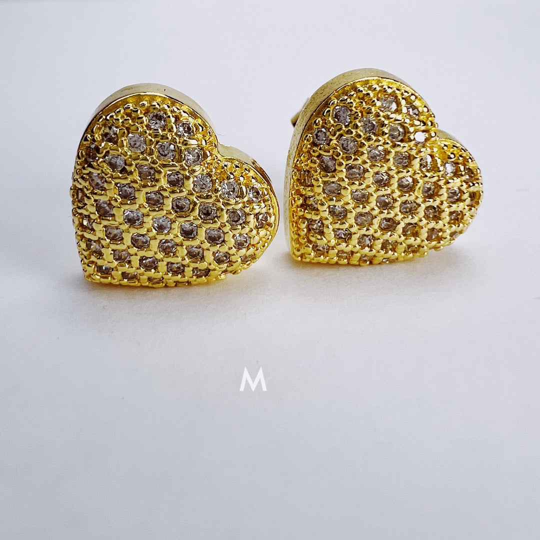 Heart Earrings Diamondettes | 18K Gold Filled