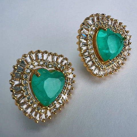 Luxury Colombian Emerald Earrings | 18K Gold Filled