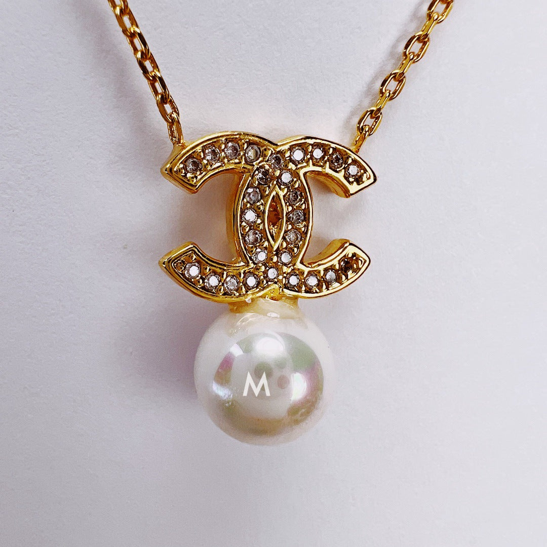 CC Pearl and Enamel Necklace