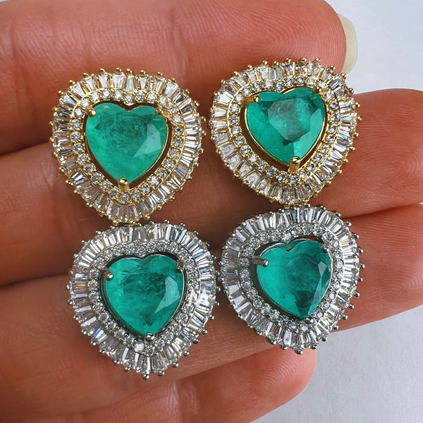 Luxury Colombian Emerald Earrings | 18K Gold Filled