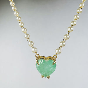 Greenery Fusion Stone Pearls Necklace | 18K Gold Filled