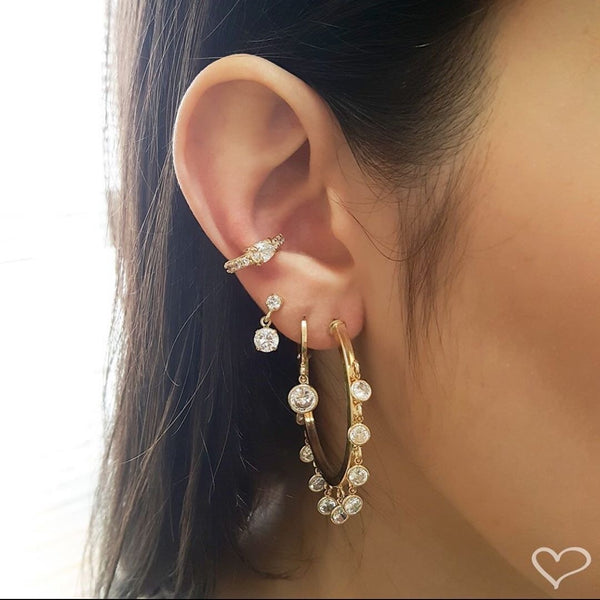Hoop Earrings Gold Plated + Crystal