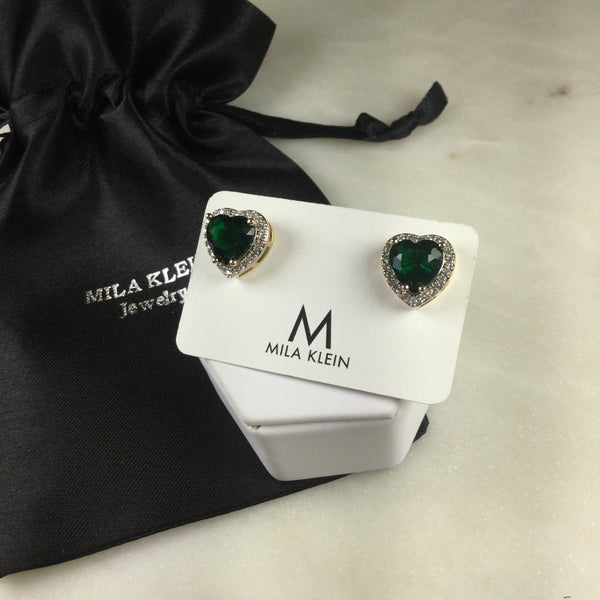 Emerald fusion Heart Earring 18k Gold Plated