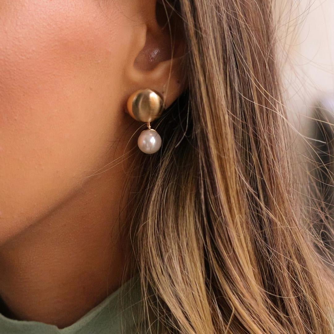 Freshwater Pearl Studded  earrings  18K Gold