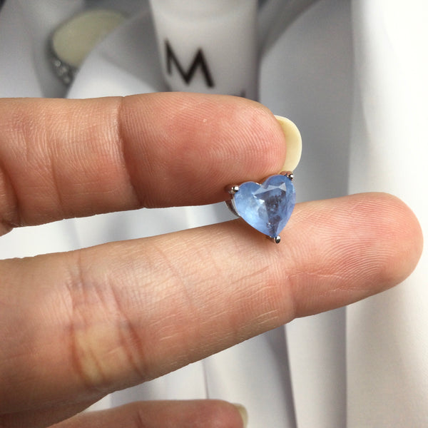 Light Blue Fusion Stone Heart Earrings