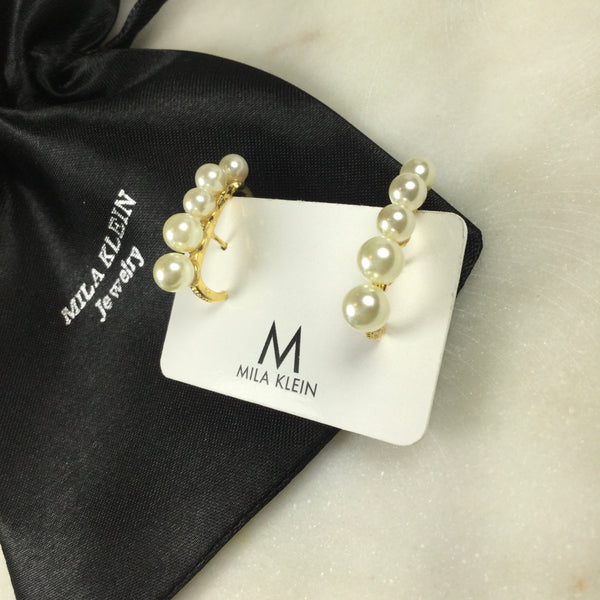 Pearl Ear Hook earrings 18k gold plated