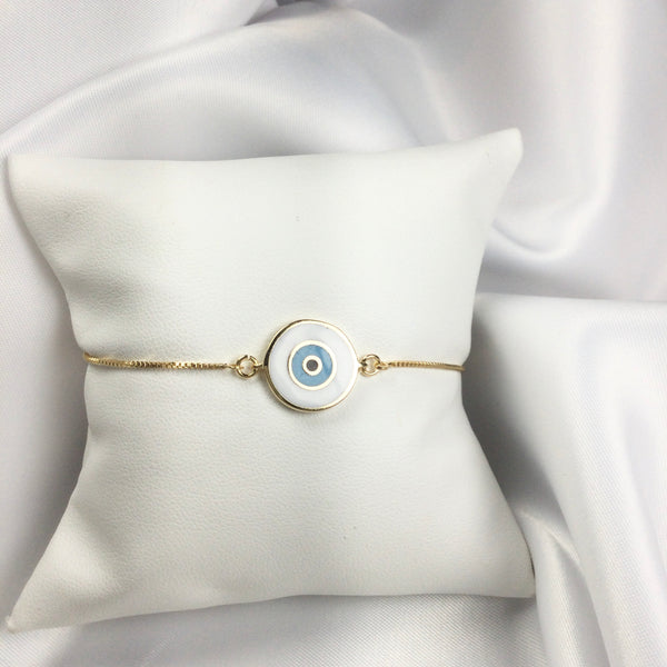 White Evil Eye Bracelet 18k Gold Bracelet