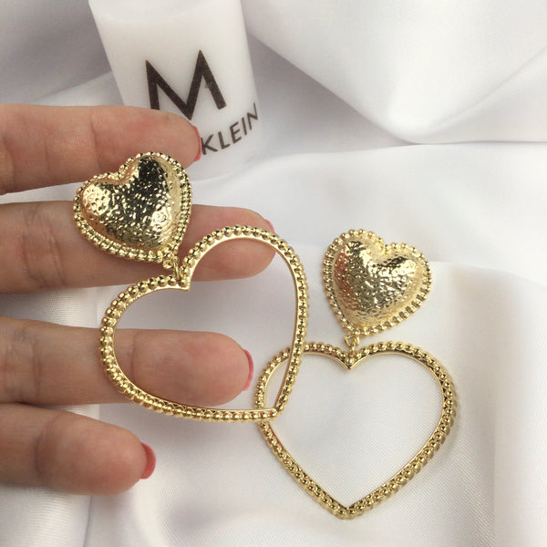 Maxi Heart Hoop Earrings 18k Gold Plated Lightweight