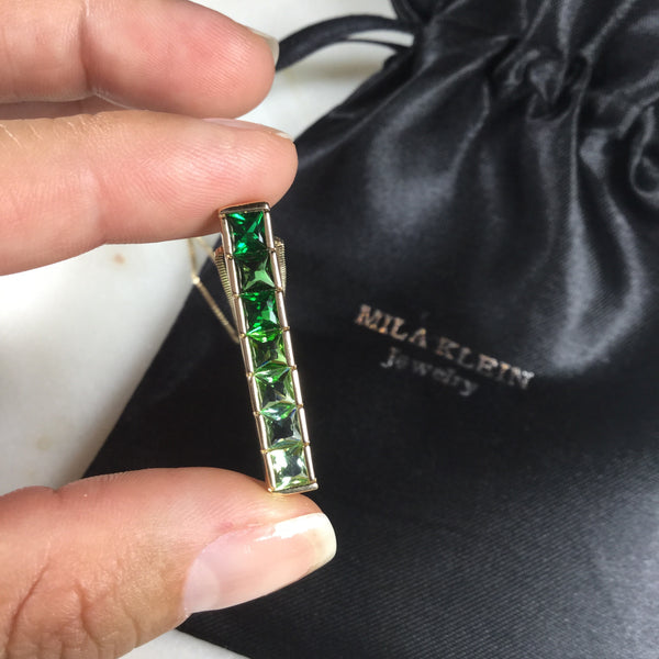 Necklace Green Ombré 18k Gold Plated