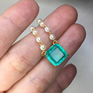 Blue Tourmaline Fusion Stone 18k Gold Filled and Pearls