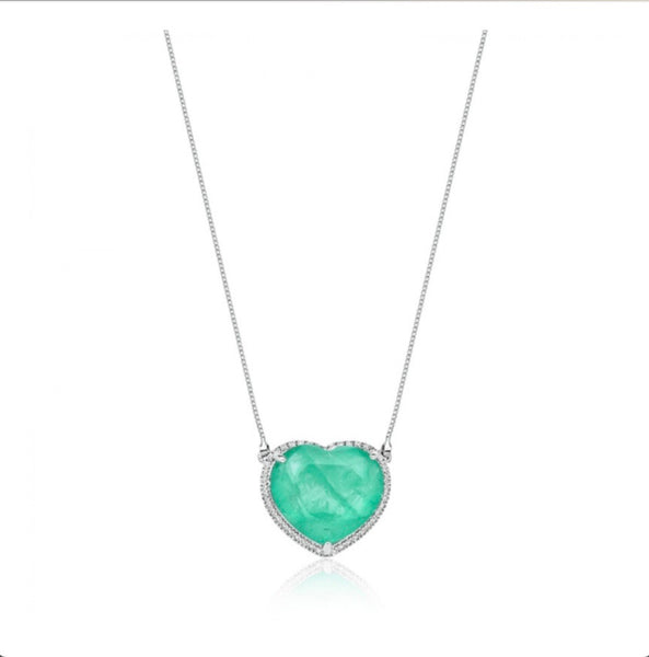 Heart Necklace Colombian Emerald Fusion