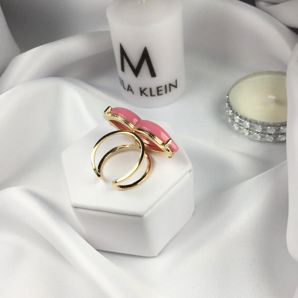 Pink Lip Adjustable Ring 18k Gold Plated