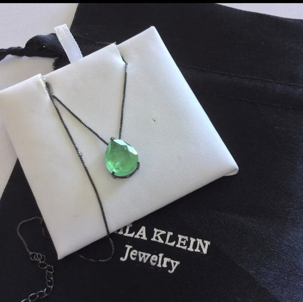 Black rhodium emerald fusion stone necklace