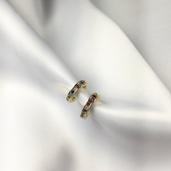 Delicate Fancy Colorful Pair Ear Cuff and Diamondettes 18k Gold Plated