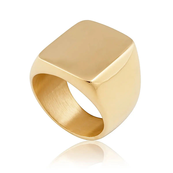 Waterproof Maxi Square Ring 18k Gold Plated