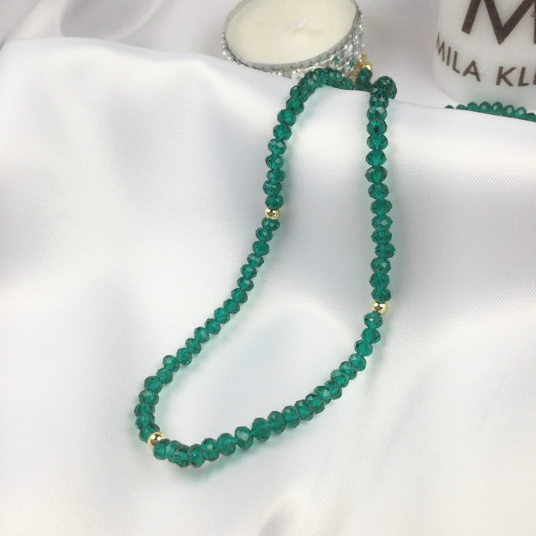 Emerald Choker Necklace Crystal 18k Gold Plated
