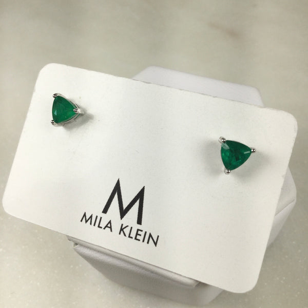 Mini triangle emerald fusion earring