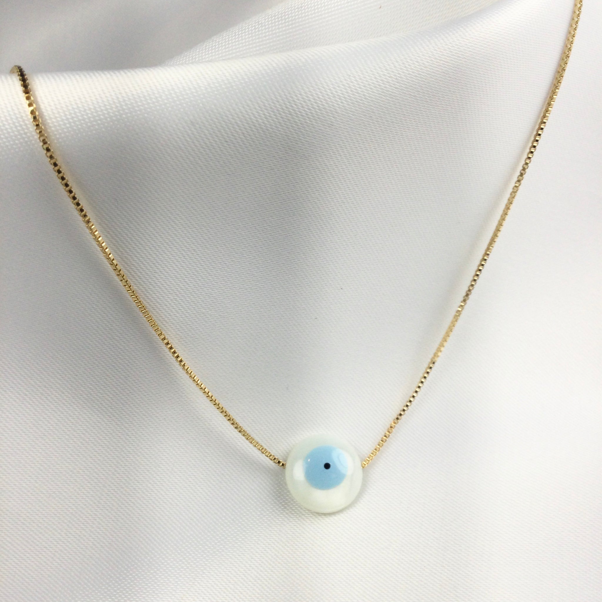 Delicate Evil Eye Necklace 18k Gold Plated