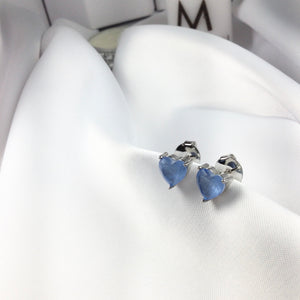 Light Blue Fusion Stone Heart Earrings