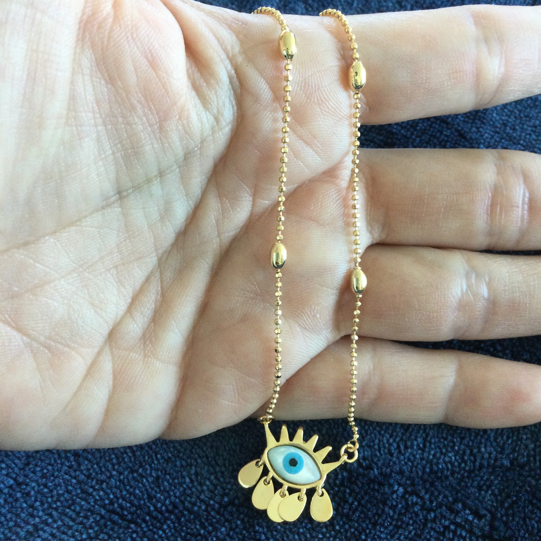 Gypsy Evil eye Necklace 18K Gold Plated