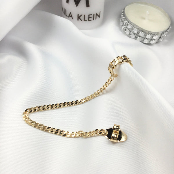 Famous Brand Inspired Chain Link One Side Clip On 18k Gold Plated