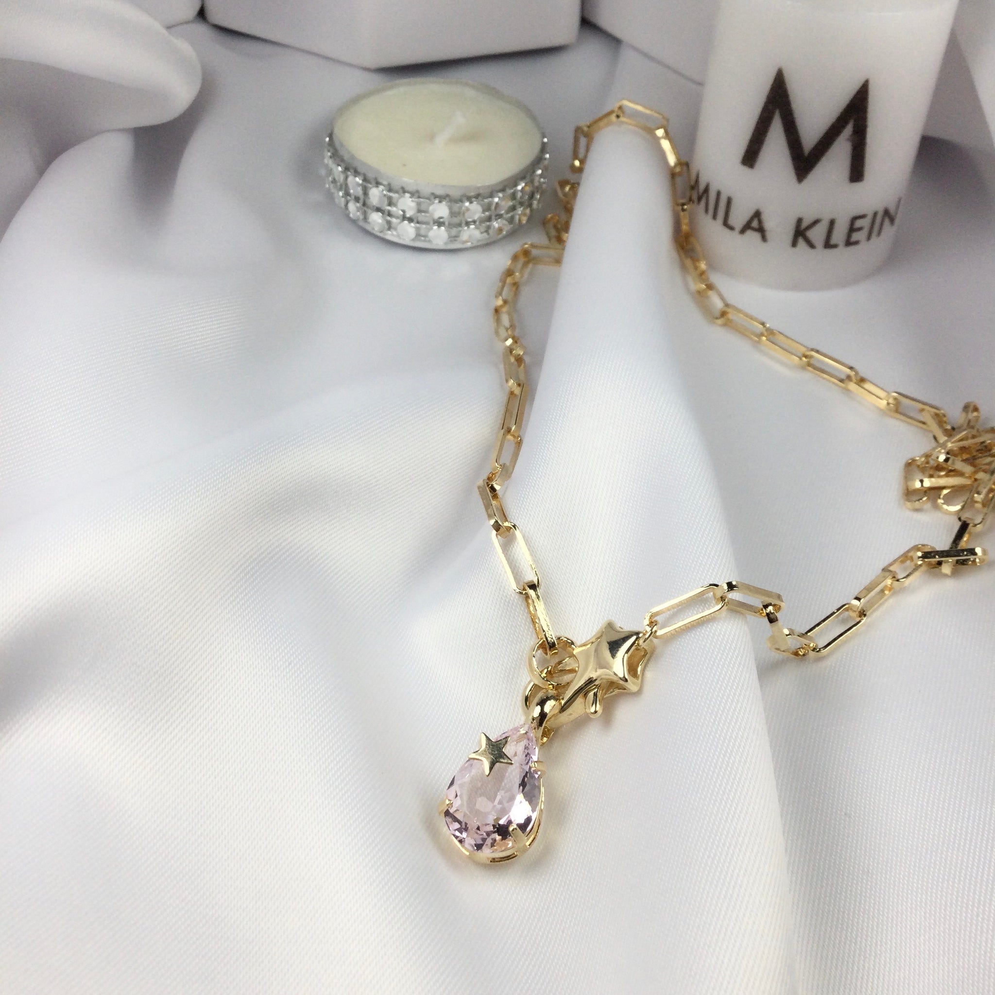 Light Pink Star Necklace 18k Gold plated