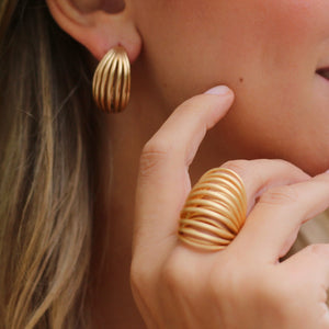 Modern Matte Hoop Earrings 18K Gold Plated