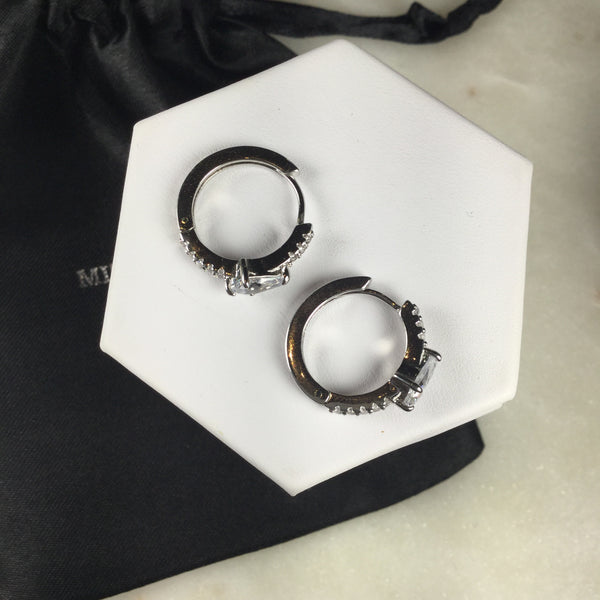 Hoop Earrings micro zirconia and Crystal 0,75” inch