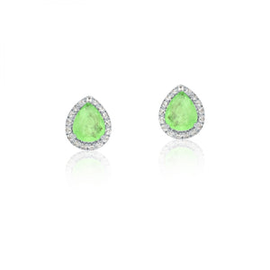 Earring Drop shape green glow Fusion and Zirconia