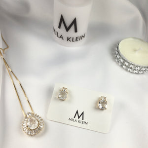 SET Crystal fusion Earrings Necklace baguettes