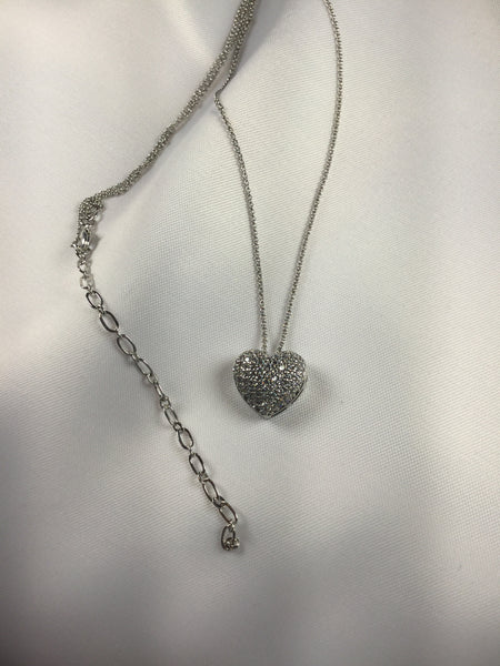 Heart Necklace White Rhodium and micro zirconia