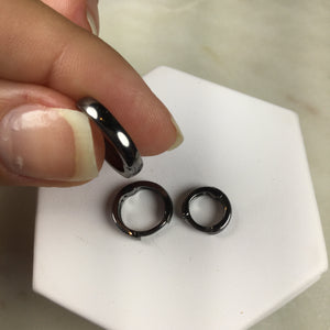 Set of Three hoop earrings black rhodium