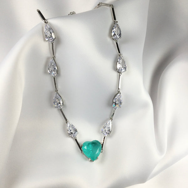 Luxury choker Colombian emerald fusion and crystal