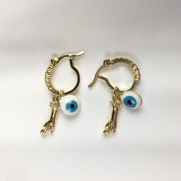 Lucky evil eye charm  earrings 18K Gold Plated