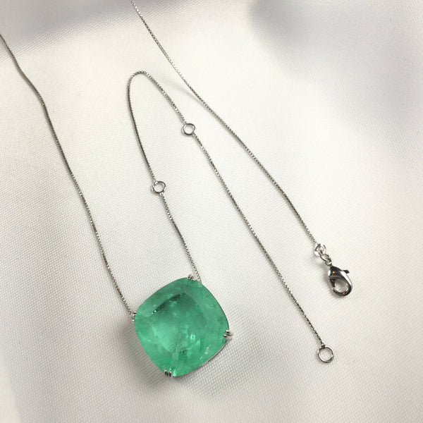 Delicate square Colombian Emerald fusion necklace