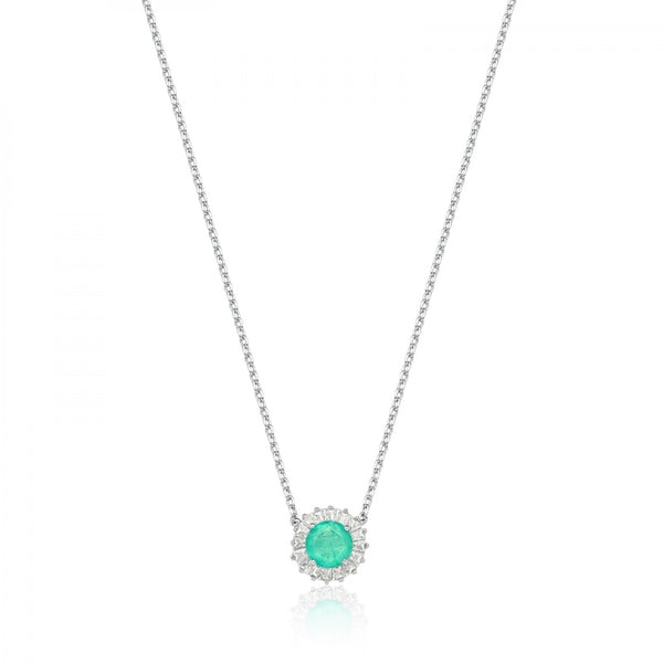 Necklace circle Colombian emerald fusion and baguettes