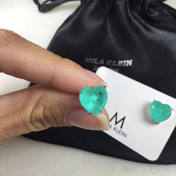 Heart Earring Colombian Emerald Fusion
