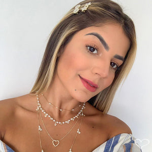 Necklace Choker Pearl Gold Crystal 18k gold plated