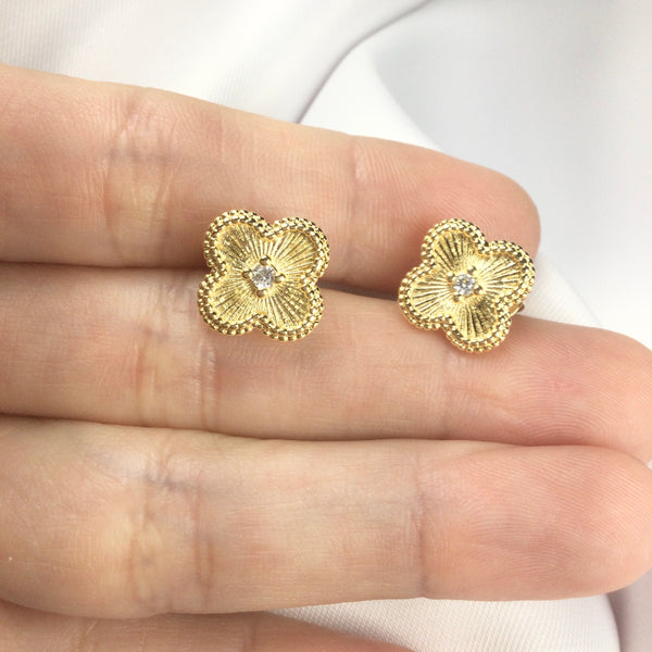 Alhambra Flower Earrings 18k Gold Plated