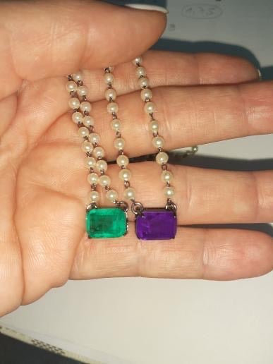 Necklaces Purple and Colombian Emerald
