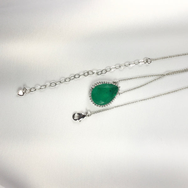 Drop Shape Emerald Necklace cz